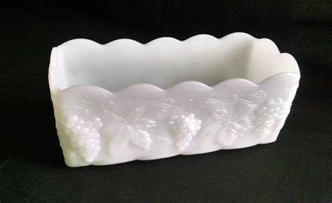 Fire King By Anchor Hocking White Glass Cracker Tray With Grapes And