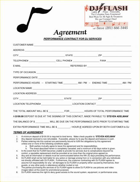 Free Dj Services Contract Template Word Sample Steemfriends