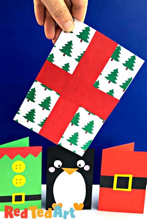 Super Simple Christmas T Card Design Red Ted Art Kids Crafts