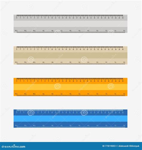 Colorful Rulers Millimeters Centimeters And Inches Stock