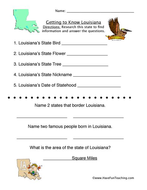 Louisiana Worksheet By Teach Simple