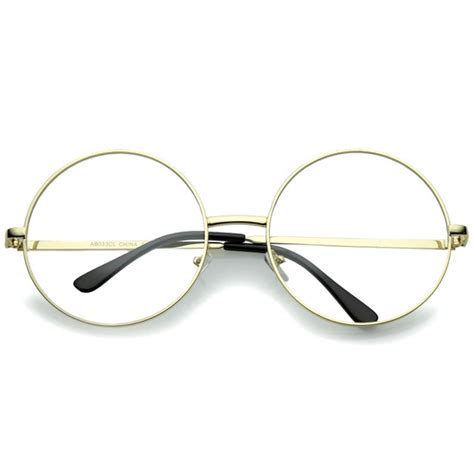 Classic Oversize Metal Frame Slim Temple Crossbar Clear Lens Round Eyeglasses 59mm