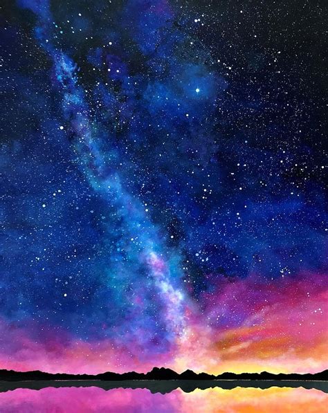 Prints Milky Way Night Sky Galaxy Painting Original Art Print Giclée