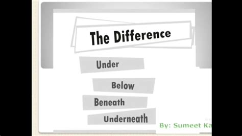 Difference Between Under Below Beneath Underneath Youtube