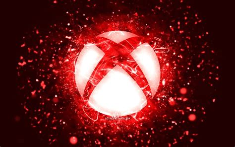 Download Wallpapers Xbox Red Logo 4k Red Neon Lights Creative Red