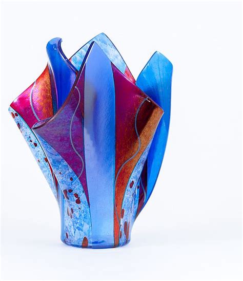 Blue And Red By Varda Avnisan Art Glass Vessel Artful Home Fused