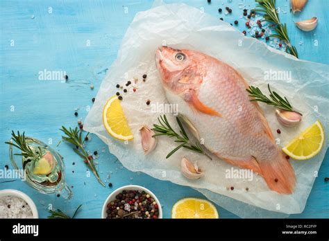 Fresh Raw Fish Tilapia Stock Photo Alamy