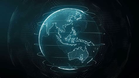 Futuristic Cyan Digital Earth Seamless Loop Global Data Network Around