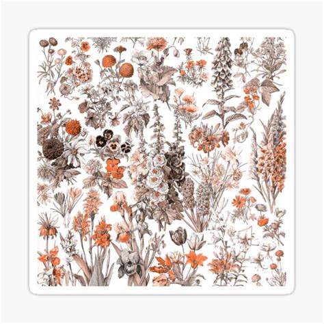Vintage Botanical Flowers Sticker By Ind Finite Redbubble