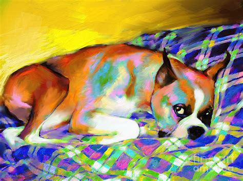 Cute Boxer Dog Portrait Painting Painting By Svetlana Novikova