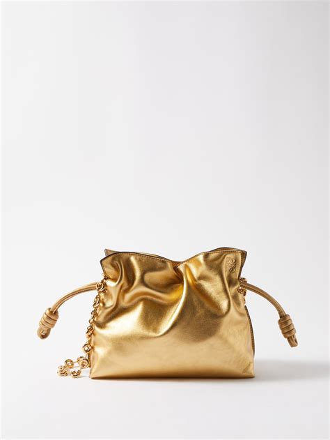 Gold Flamenco Mini Metallic Leather Clutch Bag Loewe Matchesfashion Us