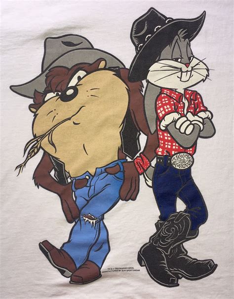 Looney Tunes Bugs Bunny Western Cowboy Leather Brown Button Up Jacket