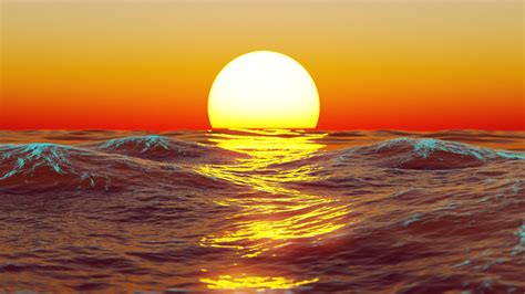 Wallpaper Seascape Sunset Sea Surface Digital Art Desktop Wallpaper