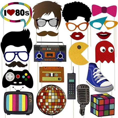 80s Party Photobooth Props Printable File Instant Download Rezfoods