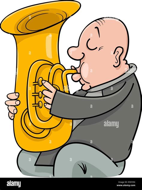 Cartoon Illustration Der Trompeter Musiker Spielt Die Tuba