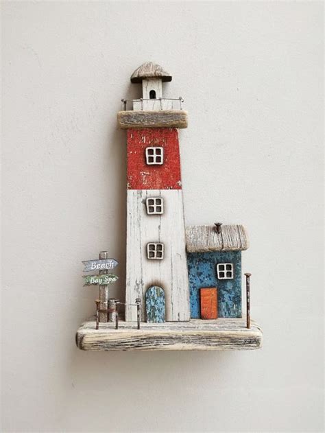 Decorative Wooden Lighthouse Rustic Boho Lighthouse Beach Etsy In