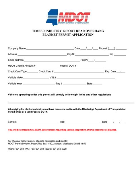 Ms Mdot Blanket Permit Application Fill And Sign Printable Template