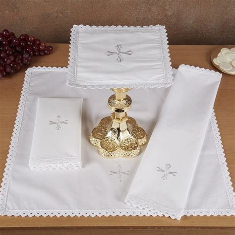 Lace Trim Embroidered Cross Altar Linen Buy Church Altar Linens With