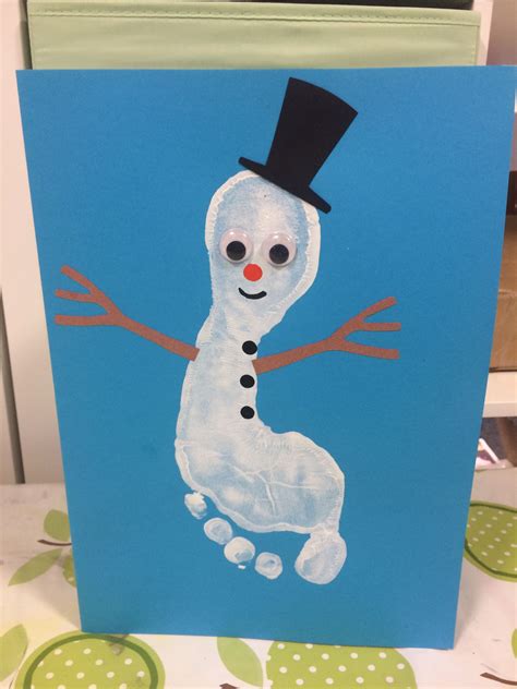 Twinkl Christmas Footprint Snowman This One Is Lovely Print Onto Blue