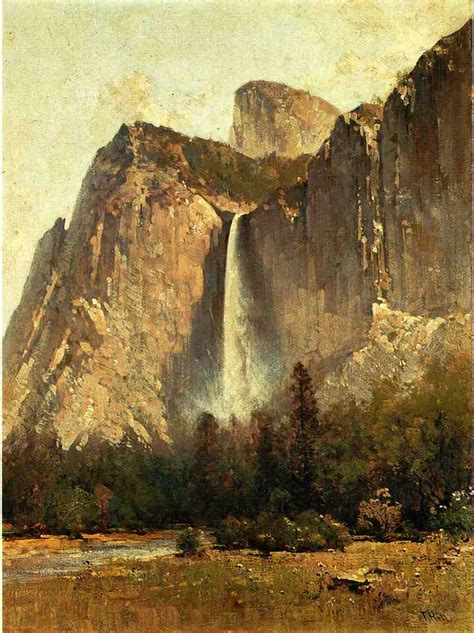 Bridal Veil Falls Yosemite Valley Painting Thomas Hill Oil Paintings
