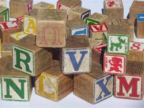 Vintage Wood Alphabet Blocks Antique And Newer Wooden Abc Letter Block Lot