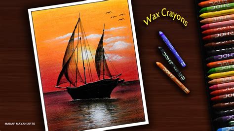 This video demonstrates how to blend colors using crayons. Sailboat Sunset | Easy Drawing for Beginners with Wax ...