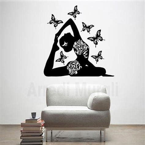 Adesivi murali posizione Yoga farfalle idea arredo pareti ...