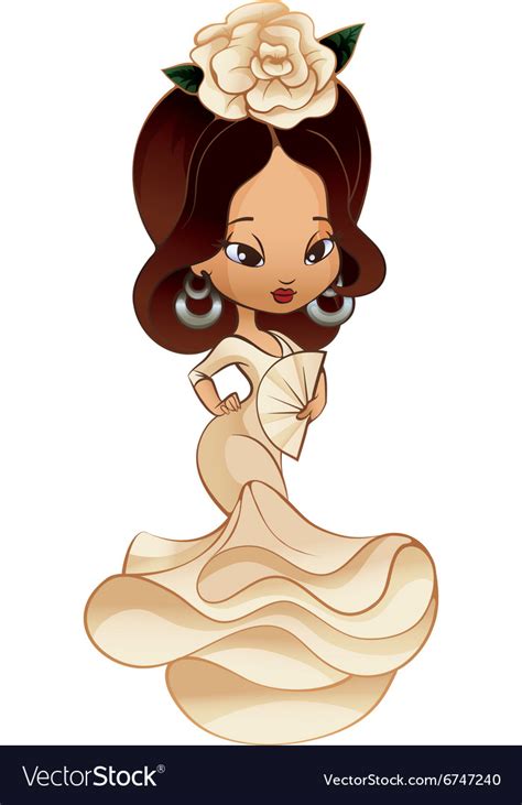 Latin Spanish Cute Chibi Cartoon Girl Royalty Free Vector