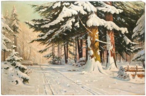 Forest Path In Winter Painting Walter Moras Oil Paintings Winter