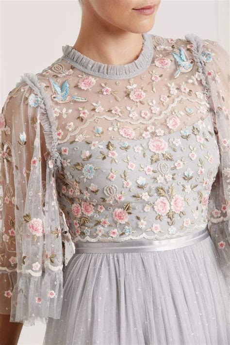 Regency Garden Bodice Maxi Dress Long Sleeve Gown Dresses