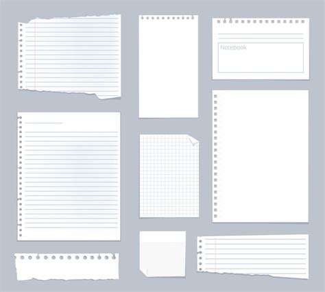 Premium Vector Note Papers Lined Notes Set Stripe Sheets Notebook