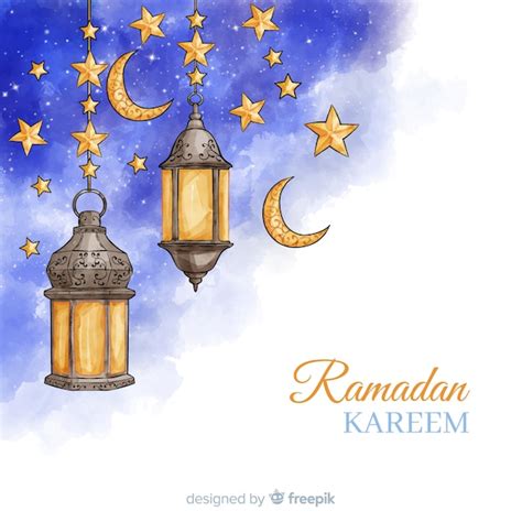 Watercolor Ramadán Background Vector Free Download