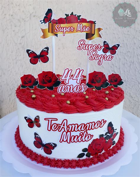 Topo De Bolo Rosas Vermelhas Birthday Cake Toppers Fl