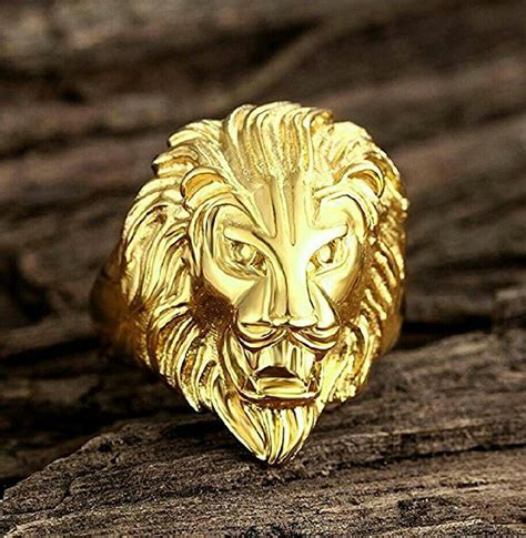 Mens Lion Head Ring Lion Ring Mens Gold Rings Gold Rings