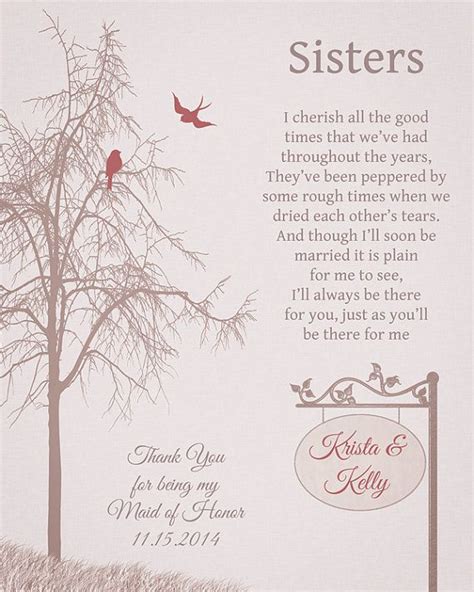 Sister Bridesmaid Thank You Print Sisters Poem Sister Wedding
