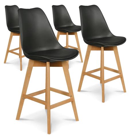 Lot de 4 chaises hautes style scandinave Catherina Noir  H65cm