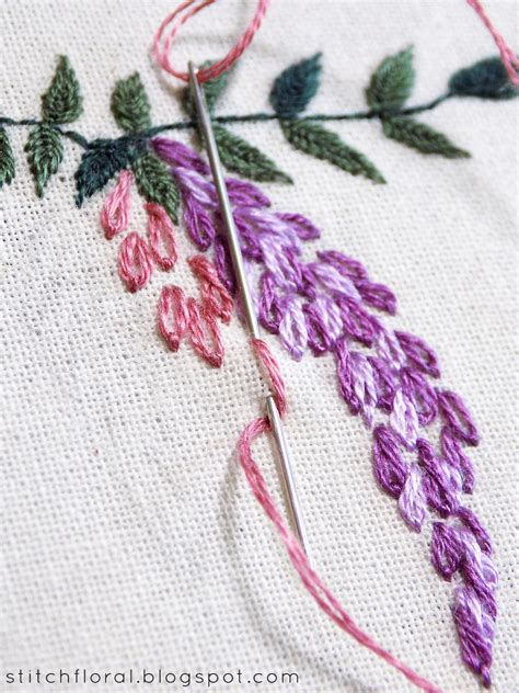 Hand Embroidered Wisteria Free Pdf Pattern Tutorial Stitch Floral