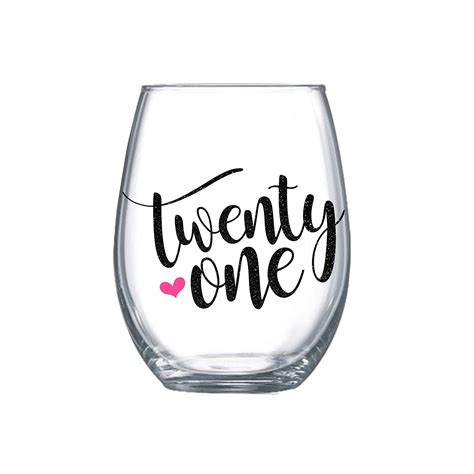 21st Birthday Ts For Her Daughter Large Twenty One Womens Stemless Wine Glass