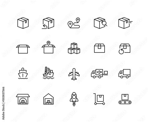 Parcel Service Linear Icons Set Of Shipment Transportation Delivery