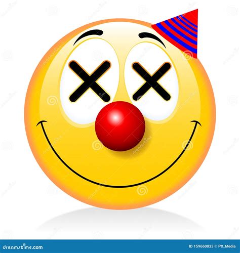 Emoticon Circus Clown Stand In The Ball Mascot Vector Cartoon