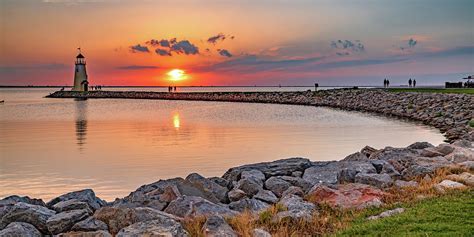 Sunset At The Lighthouse At East Wharf Oklahoma City Panorama
