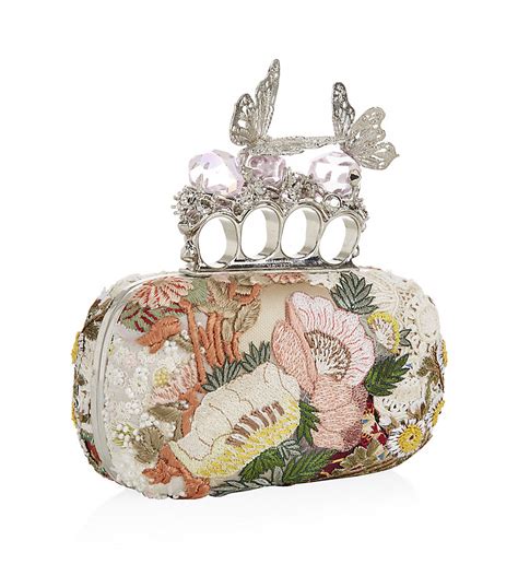 Alexander Mcqueen Embroidered Knuckle Duster Clutch In Multicolor Lyst