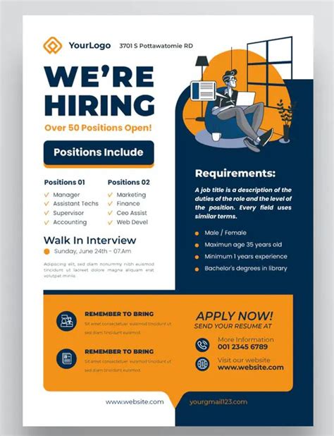 company job hiring flyer advertisement template ai eps psd recruitment poster design flyer