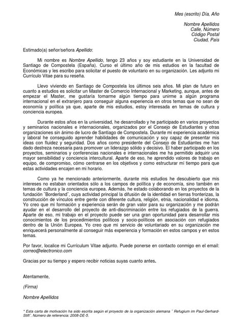 Carta De Motivacion Modelo A Esp Política