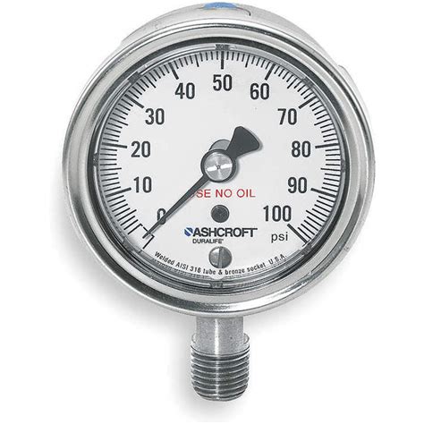 Ashcroft 251009sw02lx6b100 Pressure Gauge 0 To 100 Psi 2 12in