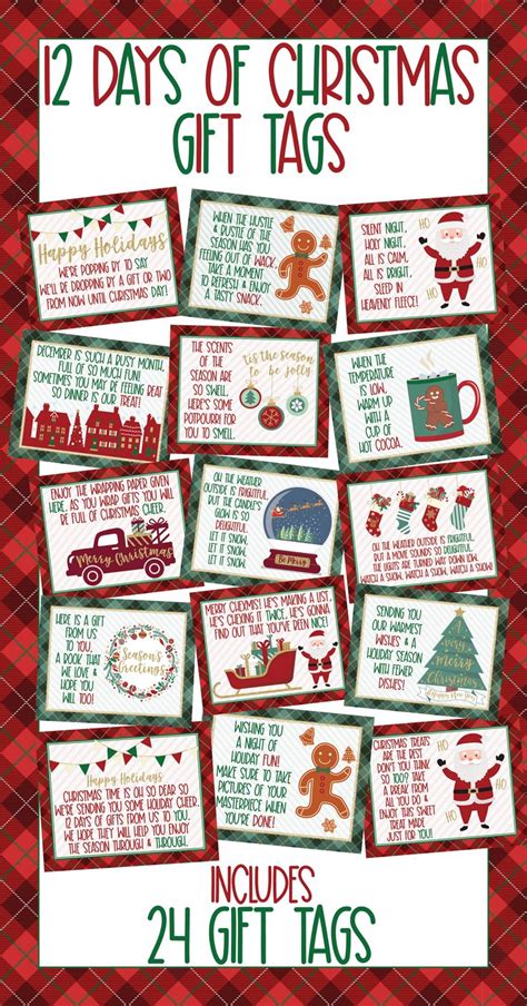 12 Days Of Christmas T Tags Printable 12 Days Of Etsy