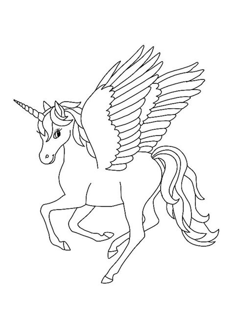 An Outlined Unicorn With Wings On Its Back