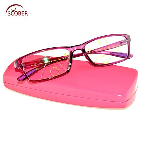 Scober Progressive Multifocal Reading Glasses Purple Square Tr90 Ultralight Super Strong See