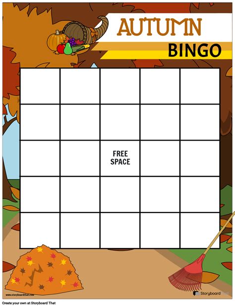 Printable Autumn Themed Bingo Card Раскадровка по Templates