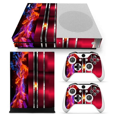 Xbox One S Console Skin Decal Sticker Cherry Fire Flames Metal Custom